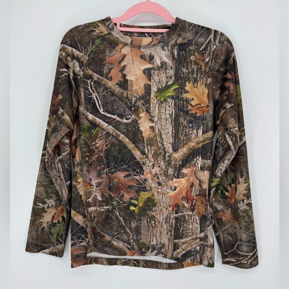 Cabela's Men's Woodsy Hunting Camo Camouflage Long Sleeve T-Shirt Size Small